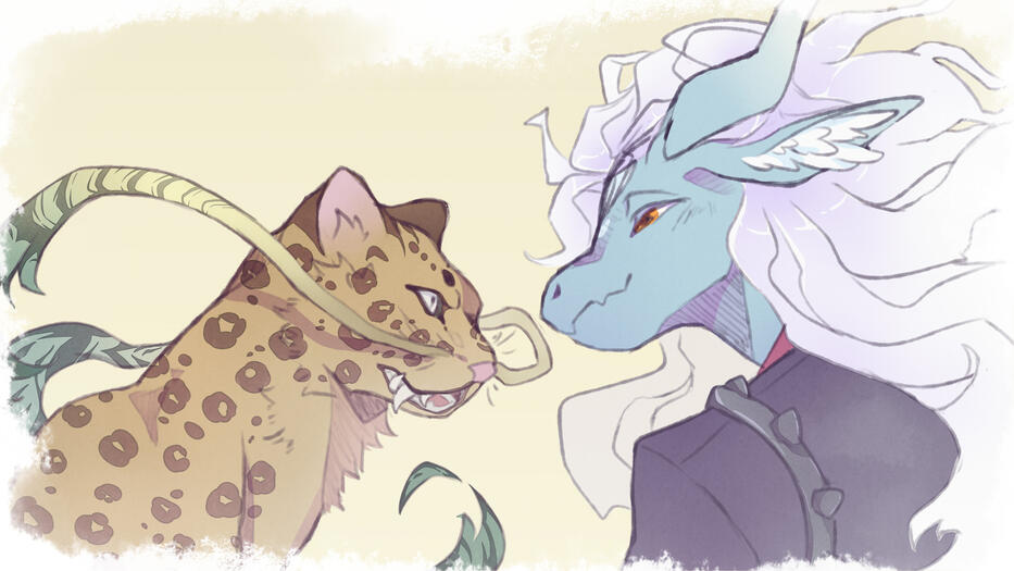 dragon and cat portrait